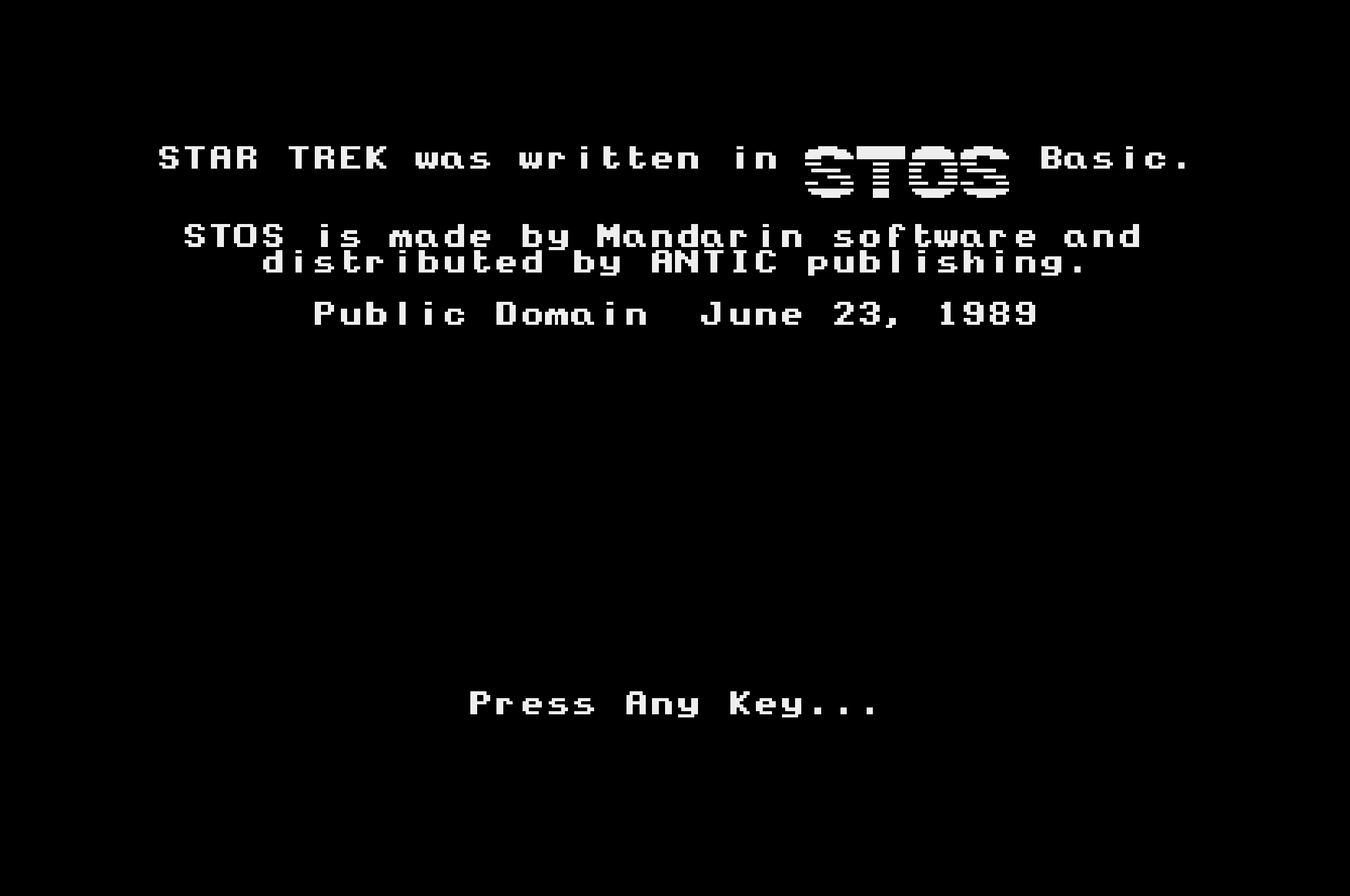 Star Trek atari screenshot